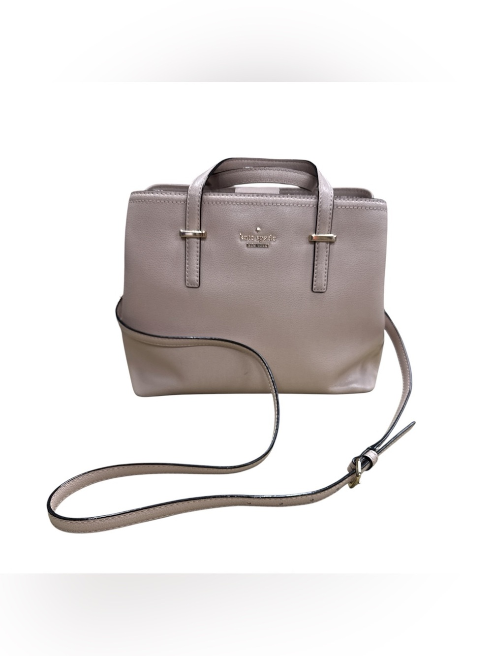 kate spade taupe leather satchel with crossbody strap